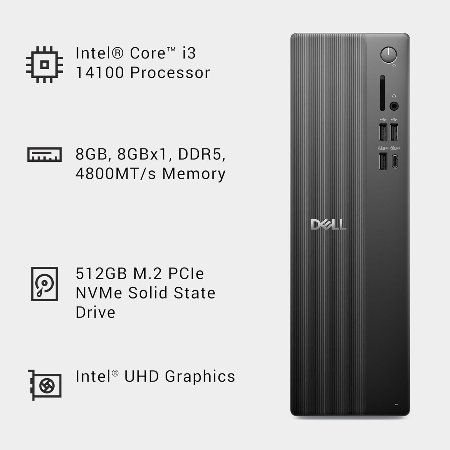 Dell Slim PC Intel i3 14th Gen 8GB 512GB SSD Windows 11