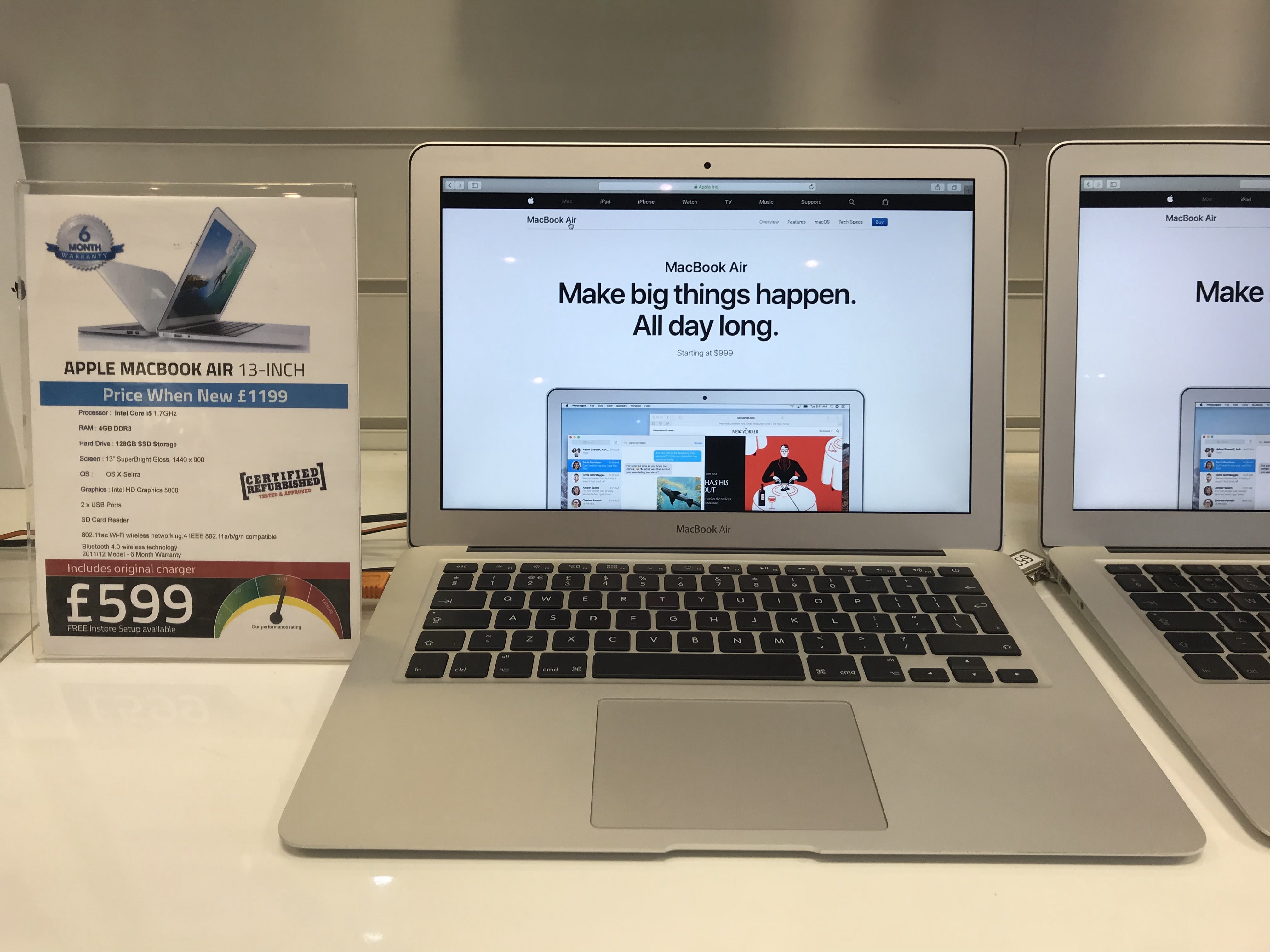 Apple Macbook Air 13-inch: Core i5 8GB 128GB-SSD 2017 High Sierra
